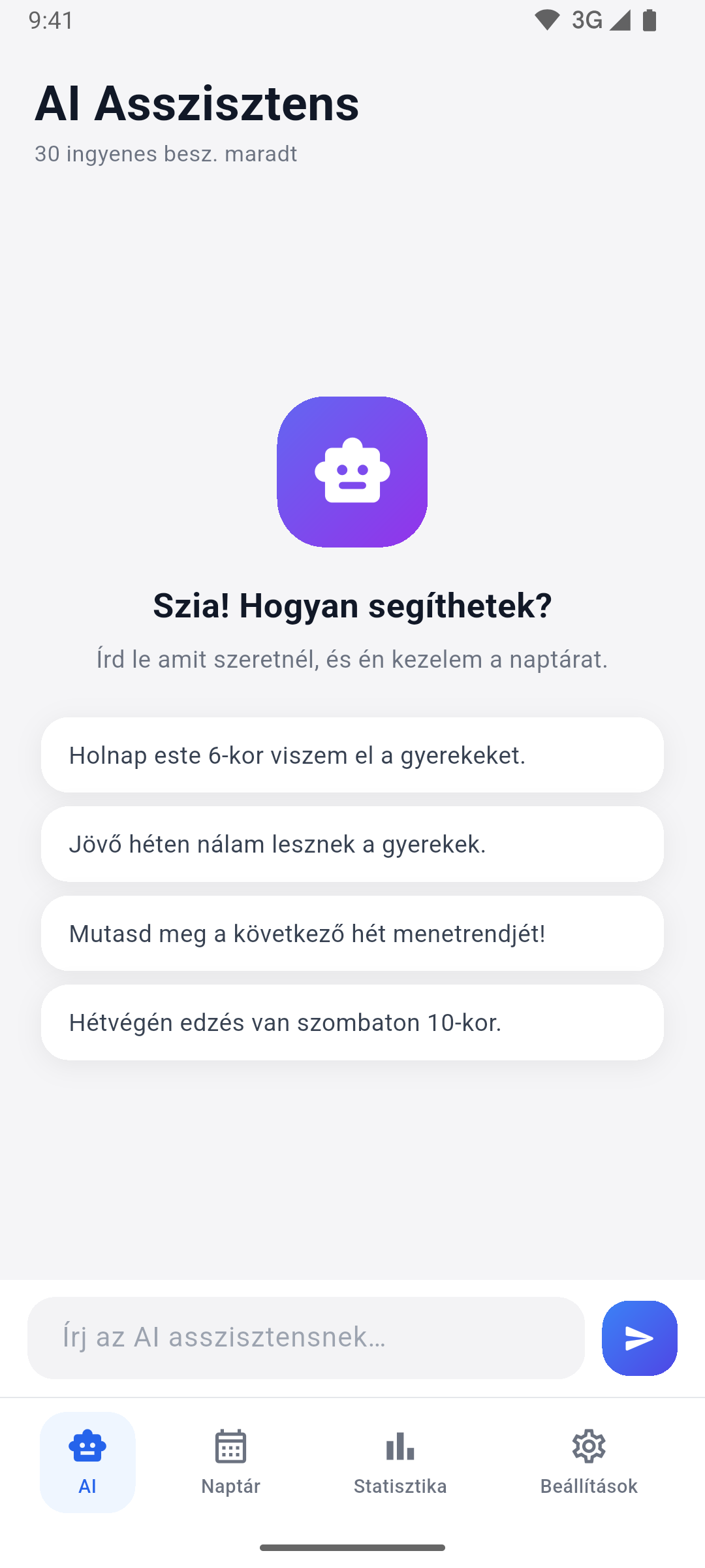 App screenshot — AI assistant chat